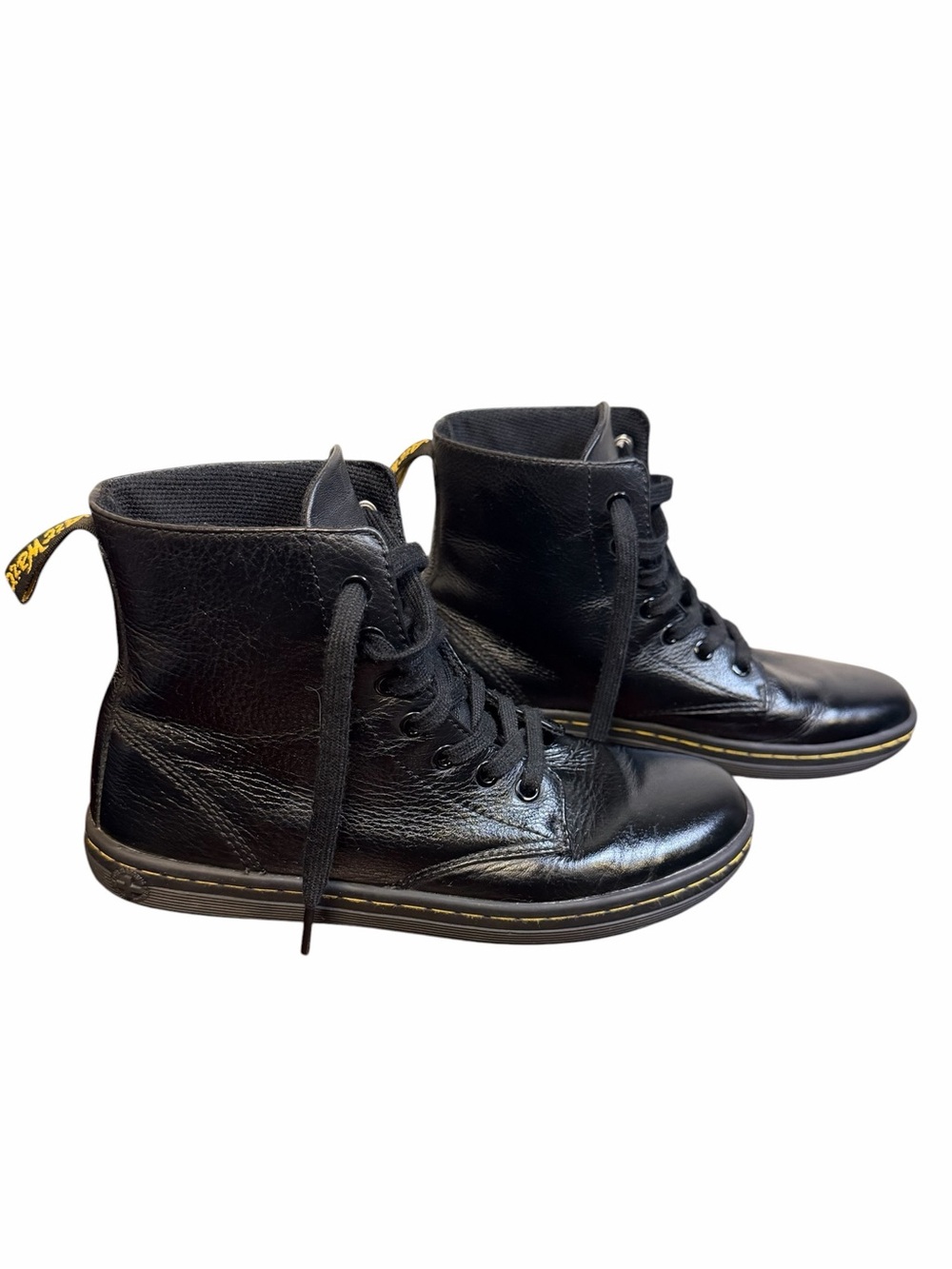 Dr. Martens Leyton Black Leather Lace-Up High-Top Boots Size 7